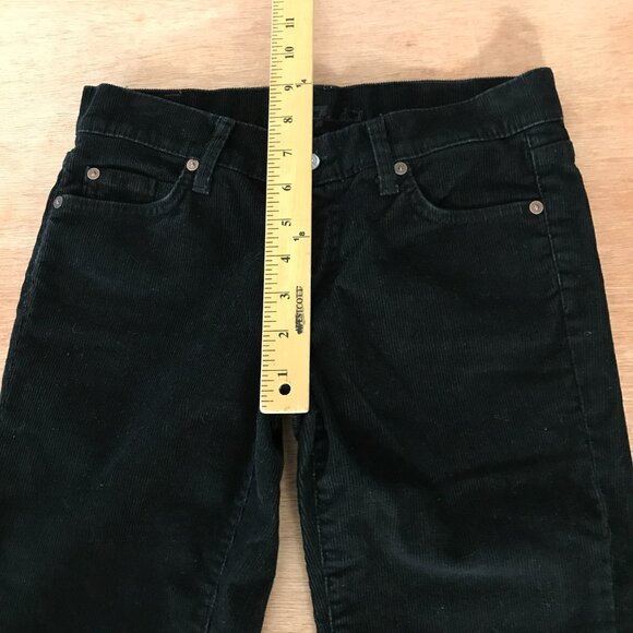 7 for All Mankind Flare Jeans Women 27 Black Low Rise Corduroy Hippie Preppy - Picture 8 of 13